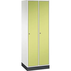 C+P Lockerkast Intro, breedte 620 mm, 2 afdelingen, kastframe zuiver wit, deuren felgroen