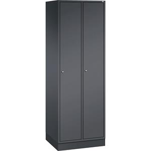 C+P INTRO stalen garderobekast, breedte 620 mm, 2 afdelingen, kastframe zwartgrijs, deuren zwartgrijs