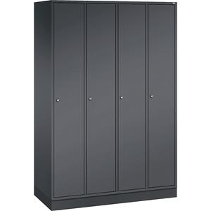 C+P INTRO stalen garderobekast, breedte 1220 mm, 4 afdelingen, kastframe zwartgrijs, deuren zwartgrijs