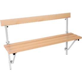 Sypro Inklapbare bank, hout, L 1200 mm, lichtgrijs (RAL 7035)