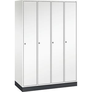 C+P Lockerkast Intro, breedte 1220 mm, 4 afdelingen, kastframe zuiver wit, deuren zuiver wit