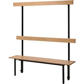 Schäfer Shop Select bank, voor kleedkamers, met rugwand, 5 dubbele haken, B 995 x D 310 x H 415 mm, zwart