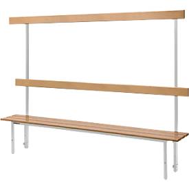 Schäfer Shop Select bank, voor kleedkamers, met rugwand, 7 dubbele haken, B 1495 x D 310 x H 415 mm, lichtgrijs