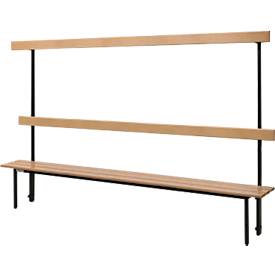 Schäfer Shop Select bank, voor kleedkamers, met achterwand, 10 dubbele haken, B 1995 x D 310 x H 415 mm, zwart