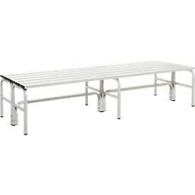 Sypro Kleedkamerbank, rvs buis/aluminium, dubbel, L 2000 mm, lichtgrijs