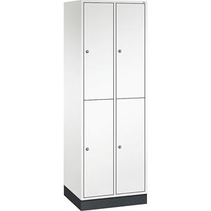 C+P Lockerkast met twee verdiepingen Intro, 2 compartimenten, zuiver wit, b x d = 620 x 500 mm