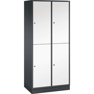 C+P Lockerkast met twee verdiepingen Intro, 2 compartimenten, zwartgrijs / zuiver wit, b x d = 820 x 500 mm