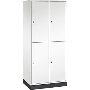 C+P Lockerkast met twee verdiepingen Intro, 2 compartimenten, zuiver wit / felgroen, b x d = 820 x 500 mm