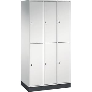 C+P INTRO stalen garderobekast met twee verdiepingen, b x d = 920 x 500 mm, 6 vakken, kastframe lichtgrijs, deuren lichtgrijs