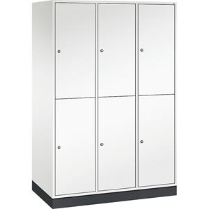 C+P Lockerkast met twee verdiepingen Intro, 3 compartimenten, zuiver wit, b x d = 1220 x 600 mm