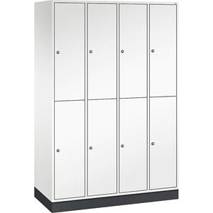 C+P Lockerkast met twee verdiepingen Intro, 4 compartimenten, zuiver wit, b x d = 1220 x 500 mm