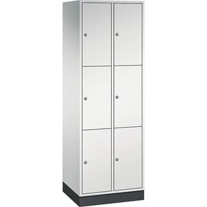 C+P INTRO stalen lockerkast, vakhoogte 580 mm, b x d = 620 x 500 mm, 6 vakken, kastframe lichtgrijs, deuren lichtgrijs