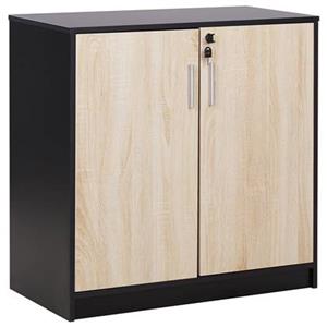 Beliani  ZEHNA - Sideboard 2 deuren - Lichthout|Zwart - Vezelplaat