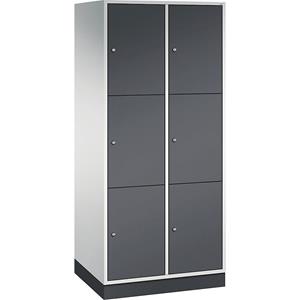 C+P INTRO stalen lockerkast, vakhoogte 580 mm, b x d = 820 x 600 mm, 6 vakken, kastframe lichtgrijs, deuren zwartgrijs