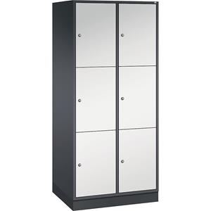 C+P INTRO stalen lockerkast, vakhoogte 580 mm, b x d = 820 x 600 mm, 6 vakken, kastframe zwartgrijs, deuren lichtgrijs
