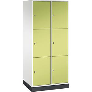 C+P INTRO Stahl-Schließfachschrank, Fachhöhe 580 mm, BxT 820 x 600 mm, 6 Fächer, Korpus reinweiß, Türen viridingrün