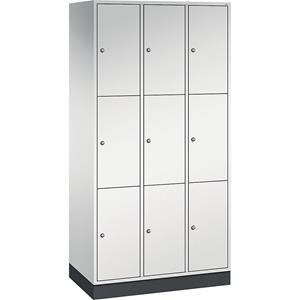 C+P INTRO Stahl-Schließfachschrank, Fachhöhe 580 mm, BxT 920 x 500 mm, 9 Fächer, Korpus lichtgrau, Türen lichtgrau