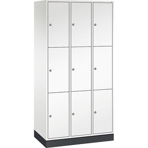 C+P INTRO Stahl-Schließfachschrank, Fachhöhe 580 mm, BxT 920 x 500 mm, 9 Fächer, Korpus reinweiß, Türen reinweiß
