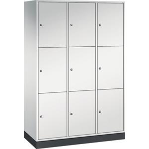 C+P INTRO stalen lockerkast, vakhoogte 580 mm, b x d = 1220 x 500 mm, 9 vakken, kastframe lichtgrijs, deuren lichtgrijs