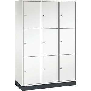 C+P INTRO Stahl-Schließfachschrank, Fachhöhe 580 mm, BxT 1220 x 500 mm, 9 Fächer, Korpus reinweiß, Türen reinweiß