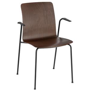 Vega Vergaderstoel Monto met armleuning; 60x52x84 cm (BxDxH); zitting walnoot, frame zwart; 2 stuk / verpakking