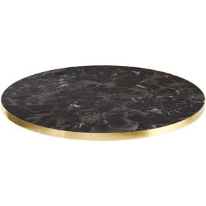 Vega Tafelblad Marvani rond; 80x2.5 cm (ØxH); goud/zwart/gemarmerd; rond