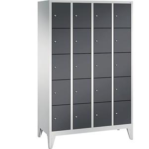C+P CLASSIC Fächerschrank mit Füßen, 4 Abteile, je 5 Fächer, Abteilbreite 300 mm, lichtgrau / schwarzgrau