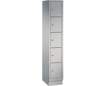 C+P CLASSIC Fächerschrank mit Sockel, 1 Abteil, 5 Fächer, Abteilbreite 300 mm, weißaluminium