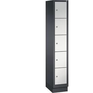 C+P CLASSIC Fächerschrank mit Sockel, 1 Abteil, 5 Fächer, Abteilbreite 300 mm, schwarzgrau / lichtgrau