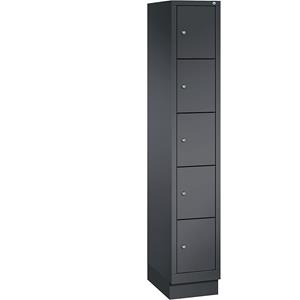 C+P CLASSIC Fächerschrank mit Sockel, 1 Abteil, 5 Fächer, Abteilbreite 300 mm, schwarzgrau