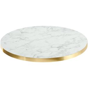 Vega Tafelblad Marvani rond; 120x2.5 cm (ØxH); goud/wit/gemarmerd; rond