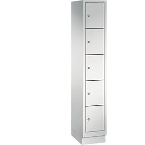 C+P CLASSIC Fächerschrank mit Sockel, 1 Abteil, 5 Fächer, Abteilbreite 300 mm, lichtgrau