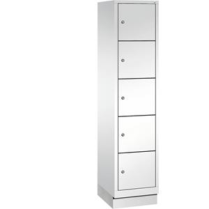 C+P CLASSIC Fächerschrank mit Sockel, 1 Abteil, 5 Fächer, Abteilbreite 400 mm, verkehrsweiß