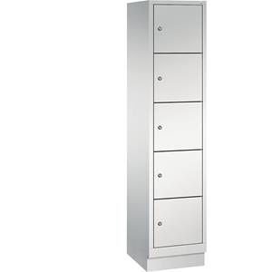 C+P CLASSIC Fächerschrank mit Sockel, 1 Abteil, 5 Fächer, Abteilbreite 400 mm, lichtgrau