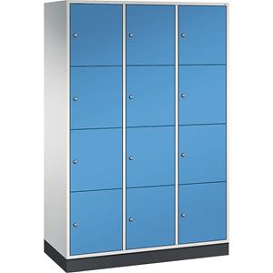 C+P INTRO stalen lockerkast, vakhoogte 435 mm, b x d = 1220 x 500 mm, 12 vakken, kastframe lichtgrijs, deuren lichtblauw