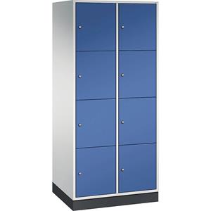 C+P INTRO stalen lockerkast, vakhoogte 435 mm, b x d = 820 x 600 mm, 8 vakken, kastframe lichtgrijs, deuren gentiaanblauw