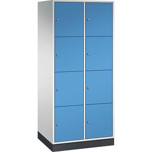 C+P INTRO stalen lockerkast, vakhoogte 435 mm, b x d = 820 x 600 mm, 8 vakken, kastframe lichtgrijs, deuren lichtblauw