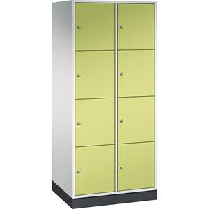 C+P INTRO stalen lockerkast, vakhoogte 435 mm, b x d = 820 x 600 mm, 8 vakken, kastframe lichtgrijs, deuren felgroen