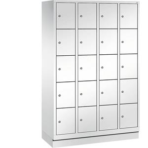 C+P CLASSIC Fächerschrank mit Sockel, 4 Abteile, je 5 Fächer, Abteilbreite 300 mm, verkehrsweiß