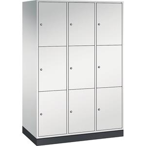 C+P INTRO stalen lockerkast, vakhoogte 580 mm, b x d = 1220 x 600 mm, 9 vakken, kastframe lichtgrijs, deuren lichtgrijs