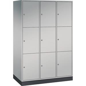 C+P INTRO stalen lockerkast, vakhoogte 580 mm, b x d = 1220 x 600 mm, 9 vakken, kastframe blank aluminiumkleurig, deuren blank aluminiumkleurig