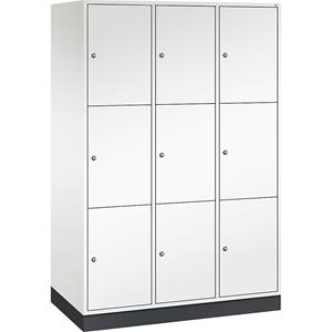 C+P INTRO Stahl-Schließfachschrank, Fachhöhe 580 mm, BxT 1220 x 600 mm, 9 Fächer, Korpus reinweiß, Türen reinweiß