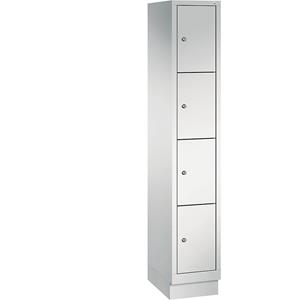 C+P CLASSIC Fächerschrank mit Sockel, 1 Abteil, 4 Fächer, Abteilbreite 300 mm, lichtgrau