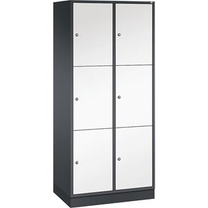 C+P INTRO stalen lockerkast, vakhoogte 580 mm, b x d = 820 x 500 mm, 6 vakken, kastframe zwartgrijs, deuren zuiver wit