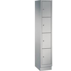 C+P CLASSIC Fächerschrank mit Sockel, 1 Abteil, 4 Fächer, Abteilbreite 300 mm, weißaluminium