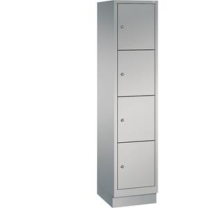 C+P CLASSIC Fächerschrank mit Sockel, 1 Abteil, 4 Fächer, Abteilbreite 400 mm, weißaluminium