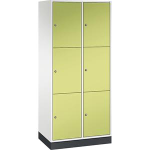 C+P INTRO stalen lockerkast, vakhoogte 580 mm, b x d = 820 x 500 mm, 6 vakken, kastframe zuiver wit, deuren felgroen