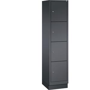 C+P CLASSIC Fächerschrank mit Sockel, 1 Abteil, 4 Fächer, Abteilbreite 400 mm, schwarzgrau
