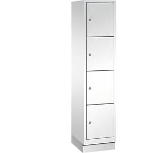C+P CLASSIC Fächerschrank mit Sockel, 1 Abteil, 4 Fächer, Abteilbreite 400 mm, verkehrsweiß