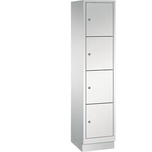 C+P CLASSIC Fächerschrank mit Sockel, 1 Abteil, 4 Fächer, Abteilbreite 400 mm, lichtgrau